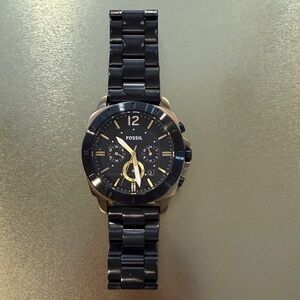 Fossil Black and Gold-Tone Men's Chronograph Bracelet Watch